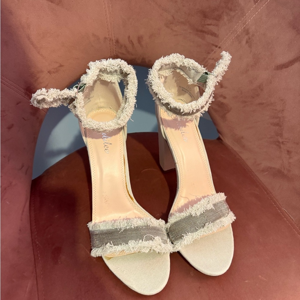 Stylish Beige and Gray Women's Heels